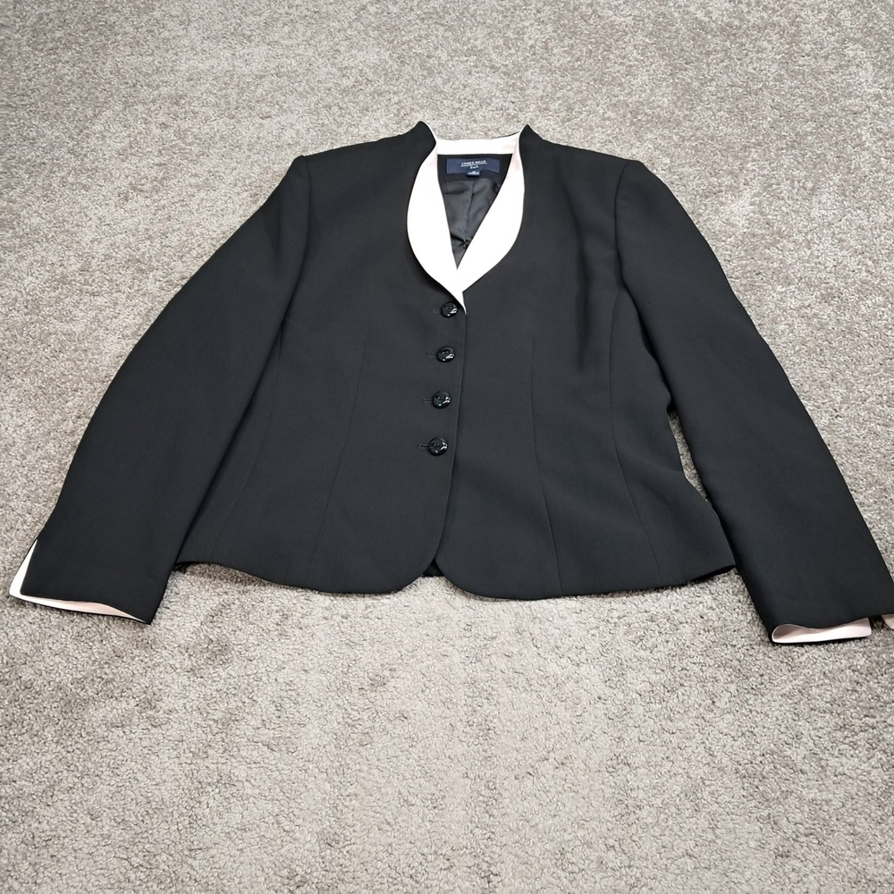 Jones Wear Womens Black Pink Shawl Collar 4 Button Blazer Jacket Size 14